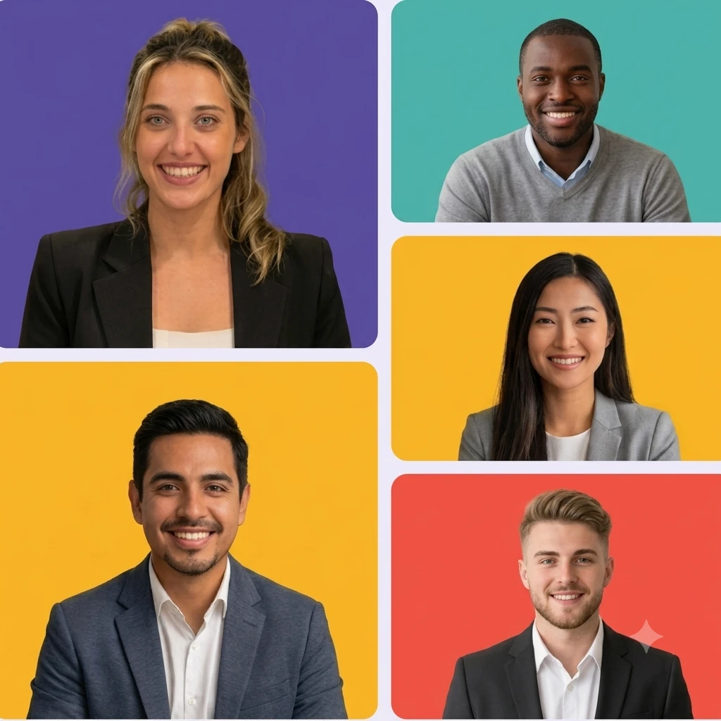 Five team members in an online group lesson